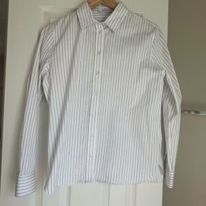 Mango White Shirt with Black Pinstripes